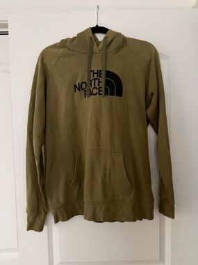 The North Face Olive Green Crewneck Hoodie with Black Logo